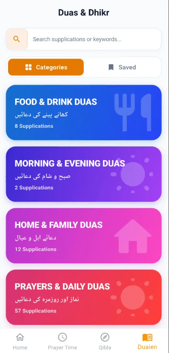 Muslim Duaien – Dua categories
